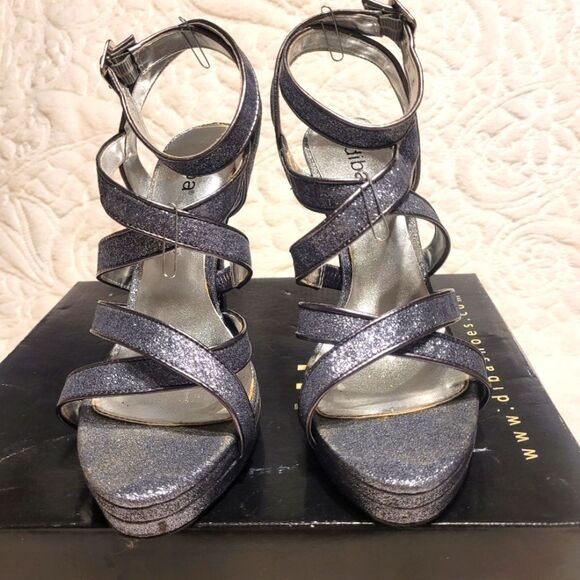 Diba Strappy Sandals Metallic Glitter Stilleto Heels Platform Tenith II Size 8M - Picture 3 of 14